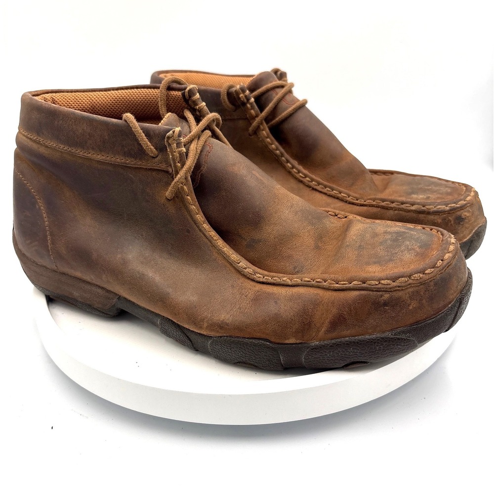 Twisted X Driving Mocs 8 Brown Western Rugged Leather Chukka Shoes Gorpcore Hike
